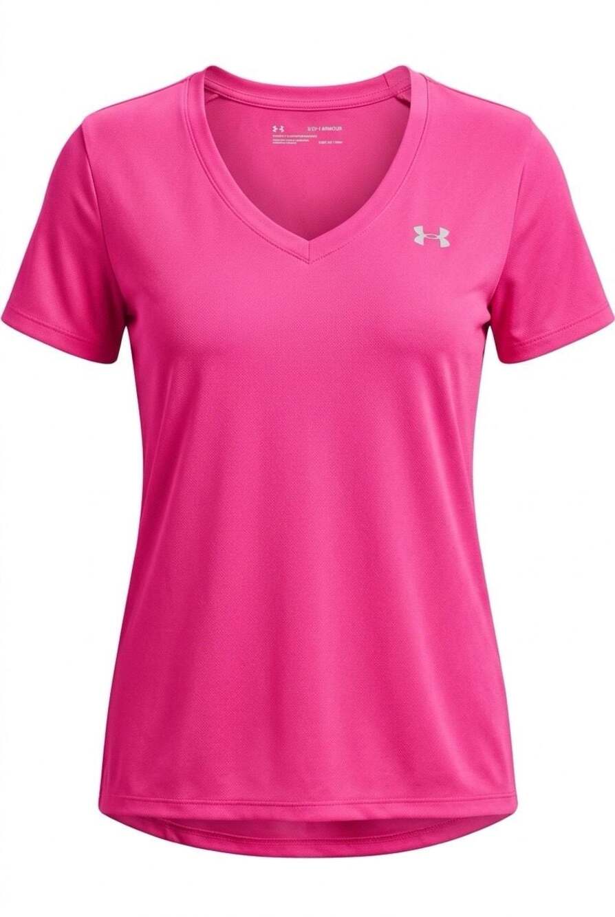 Under Armour HeatGear V-Neck T-Shirt Pink Size 2XL